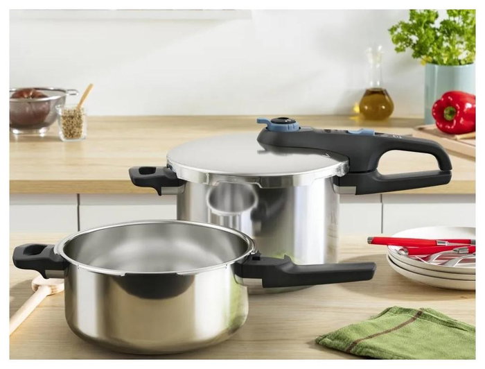 Tefal Secure Trendy P2584301 Juego de ollas 4 l + 6 l Inducción Plata