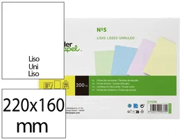 Liderpapel Tarjetas de Estudio Lisas de Colores 170g 160x220mm