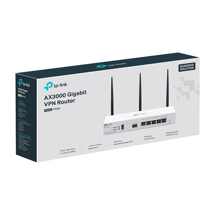 TP-Link FESTA FR365 Router Wi-Fi 6 AX3000 Dual-Band Gigabit VPN-Router Gigabit Ethernet Blanco 6 Puertos LAN 1 Puerto USB 3.2 Gen 1 TP-Link FESTA FR365 Router Wi-Fi 6 AX3000 Dual-Band Gigabit VPN-Router Gigabit Ethernet Blanco 6 Puertos LAN 1 Puerto USB 3.2 Gen 1