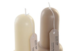 DKD Home Decor Vela Abstracta Blanca Gris 6 x 16 x 6 cm (6 Unidades)