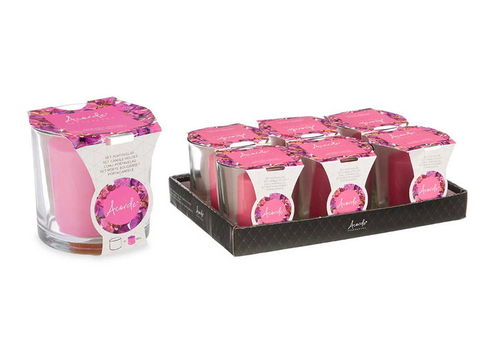 Acorde Portavela Taco Vela Orquidea 10 cm x 10 cm x 10 cm Rosa (Set de 6)