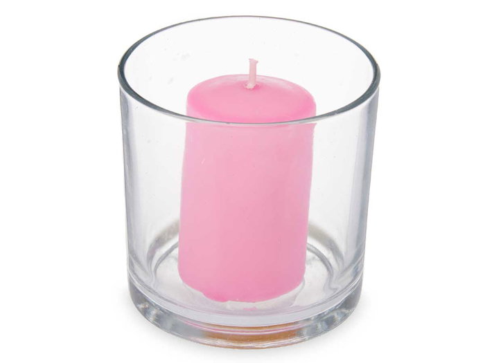 Acorde Portavela Taco Vela Orquidea 10 cm x 10 cm x 10 cm Rosa (Set de 6)