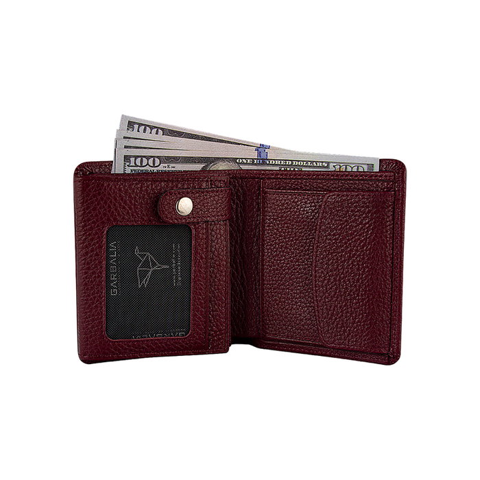 Zoozie Bags Cartera para Hombre Rojo Claret 100% Piel Auténtica Elegante y Funcional