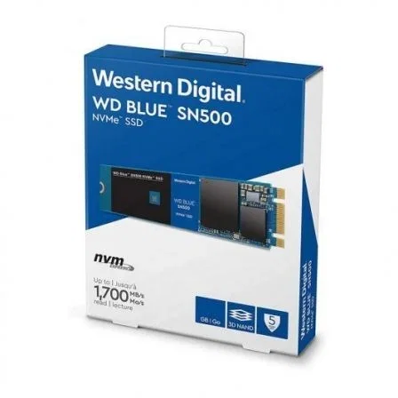 DISCO SÓLIDO WESTERN DIGITAL BLUE SN500 500GB - PCIE NVMe GEN3 - M.2 2280 - LECTURA 1700MB/S - ESCRITURA 1300MB/S