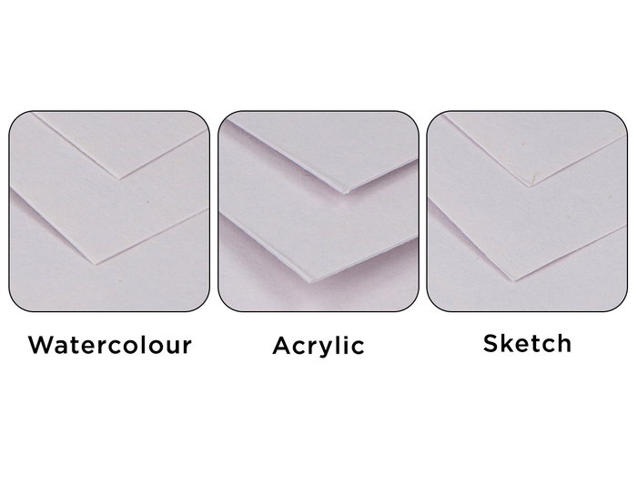 Innspiro Set de 3 blocs de papel para acuarela, acrílico y esbozo A3 y A4