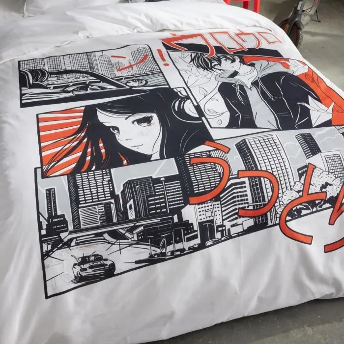 Today Juego de Cama para 2 Personas - 240x220 cm - Algodón - Estampado Manga - Blanco