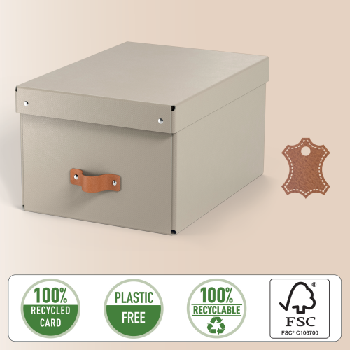Leitz 61490012 Pack 2 Cajas de Almacenamiento Mediana Cartón Color Beige