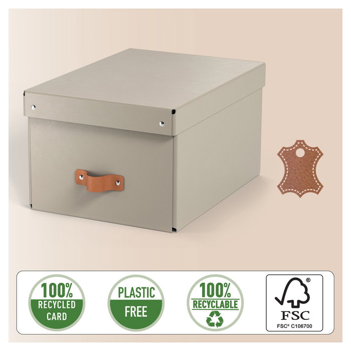 LEITZ Puro 61490012 Cajas de Almacenamiento de Cartón, Pack de 2, Gris