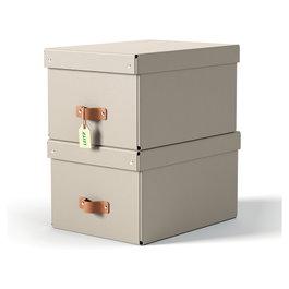 LEITZ Puro 61490012 Cajas de Almacenamiento de Cartón, Pack de 2, Gris