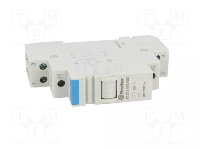 FINDER Relé de instalación Serie 22.22, 12VDC, NA x2