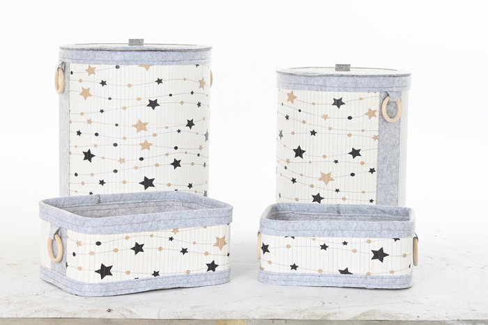 DKD Home Decor Set de 4 Cestas de Almacenaje con Estrellas DKD Home Decor Set de 4 Cestas de Almacenaje con Estrellas
