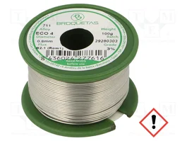 BROQUETAS Estaño libre de plomo Sn96,5Ag3Cu0,5 0,8 mm 100 g