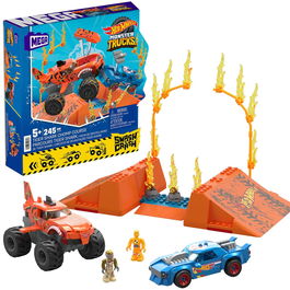 Mega Bloks Monster Trucks Pista Tiger Shark HKF88 Set de Construcción con Coches y Accesorios +5 Años