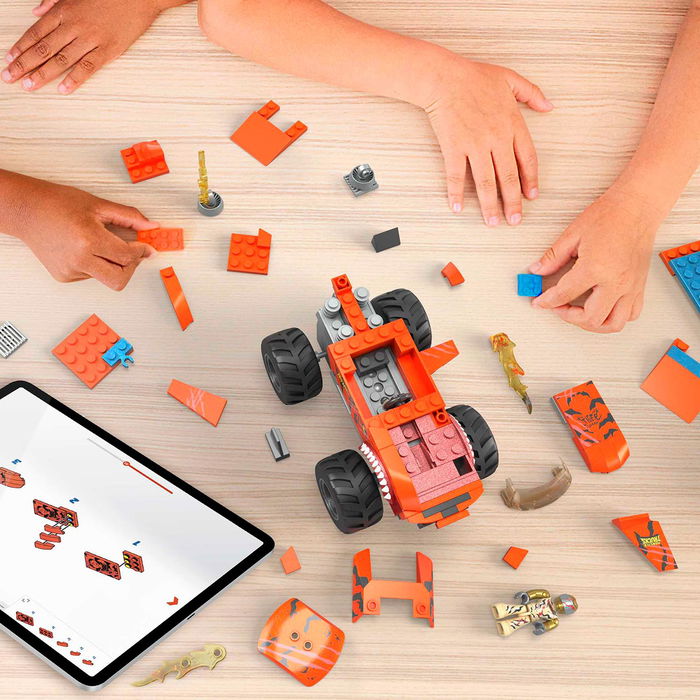 Mega Bloks Monster Trucks Pista Tiger Shark HKF88 Set de Construcción con Coches y Accesorios +5 Años