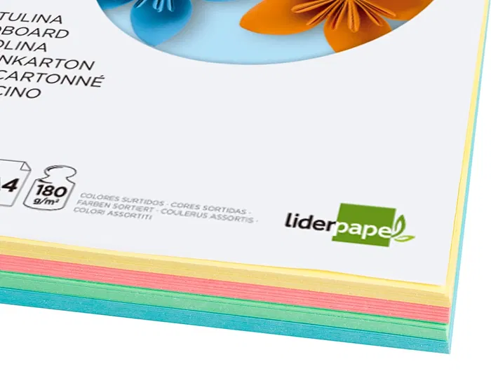 Liderpapel Cartulina A4 180g/m2 100 Hojas Colores Surtidos