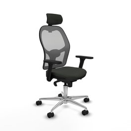 PIQUERAS Y CRESPO Silla de oficina Jorquera con mecanismo Sincro, Tela Negra y Malla Gris