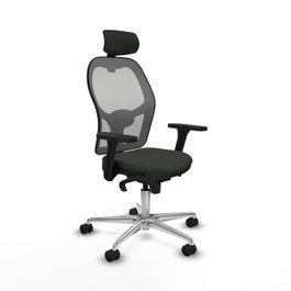 PIQUERAS Y CRESPO Silla de oficina Jorquera con mecanismo Sincro, Tela Negra y Malla Gris