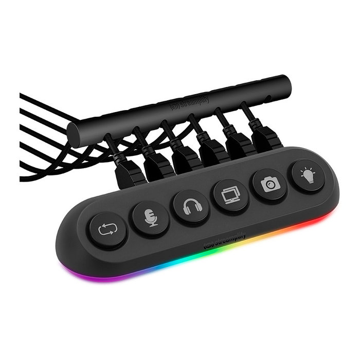 Streamplify HUB DECK 5 con 4x USB 3.0, 1x USB 2.0 y RGB - negro