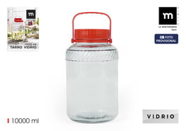 La Mediterranea Tarro de Vidrio con Tapa y Asa 10000 ml 22.1x22.1x34 cm (4 Unidades)