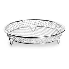Ibili Cestillo Redondo para Freidora de Aire, Acero Inoxidable, Ø19 x 4 cm, Apto para Lavavajillas, Óptima Circulación de Aire