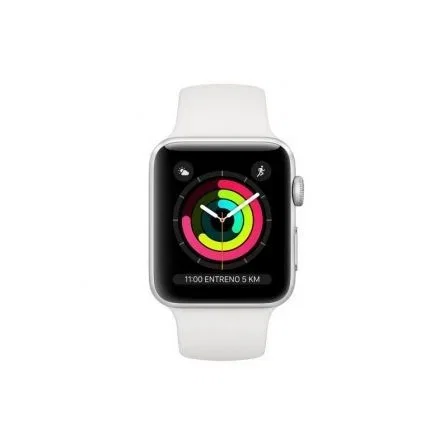 Apple Watch Series 3/ GPS/ 42mm/ Caja de Aluminio en Plata/ Correa Deportiva Blanca