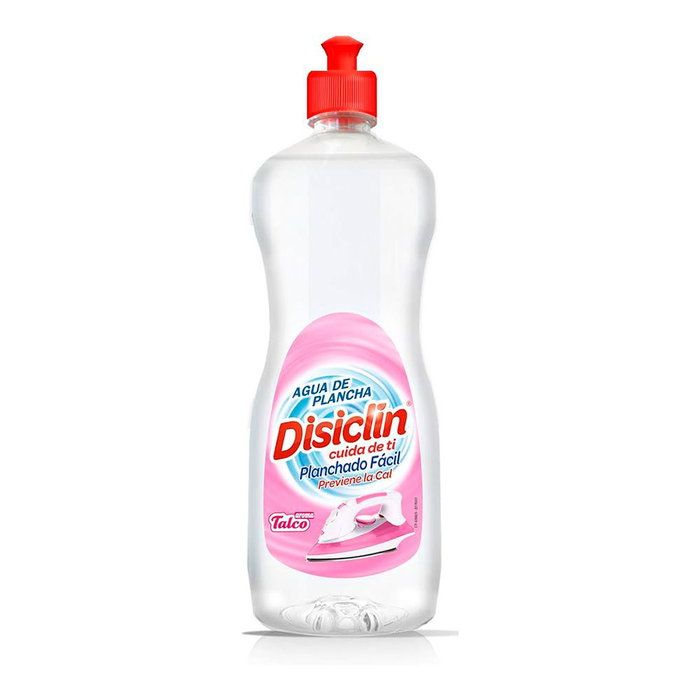 Disiclin Agua de Planchar, Aroma Talco de Primavera, Previene la Cal en la Plancha, 1 Litro