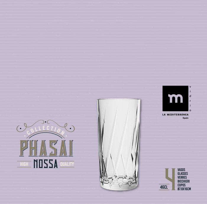 La Mediterranea Vaso Alto Phasai Nossa 460ml ø7.8x16cm (24 Unidades) La Mediterranea Vaso Alto Phasai Nossa 460ml ø7.8x16cm (24 Unidades)