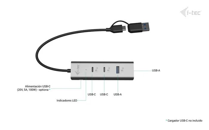 Hub i tec usb tipo c usb tipo a 4 en 1