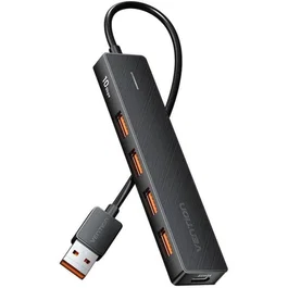 Vention Hub USB 3.2 Gen 2 CHOBB 5 en 1 con 4 puertos USB-A, 1 USB-C PD, 10 Gbps, cable 15 cm, Negro
