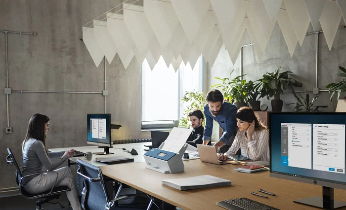 HP ScanJet Enterprise Flow N9000 sn1 Escáner de Documentos con ADF 100 Hojas, A3, Escaneo Duplex 80 ppm/160 ipm, 600 DPI, Color, Pantalla Táctil 4.3", Ethernet, Azul y Blanco