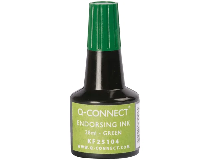Q-connect Tinta para tampón verde bote 28 ml