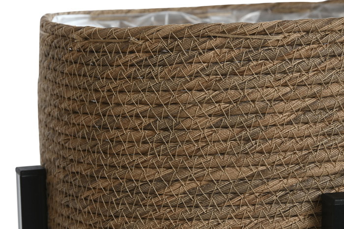 Macetero Tropical DKD Home Decor Natural Negro 32.5 x 33 x 32.5 cm Set de 2 (2 Unidades)