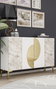 Hanah Home Consola KM120 Mármol Blanco y Éfeso Dorado Ancho 120 cm
