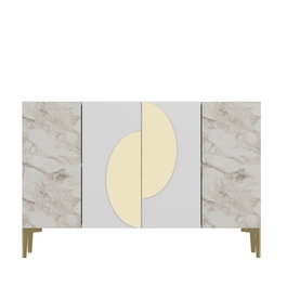 Hanah Home Consola KM120 Mármol Blanco y Éfeso Dorado Ancho 120 cm