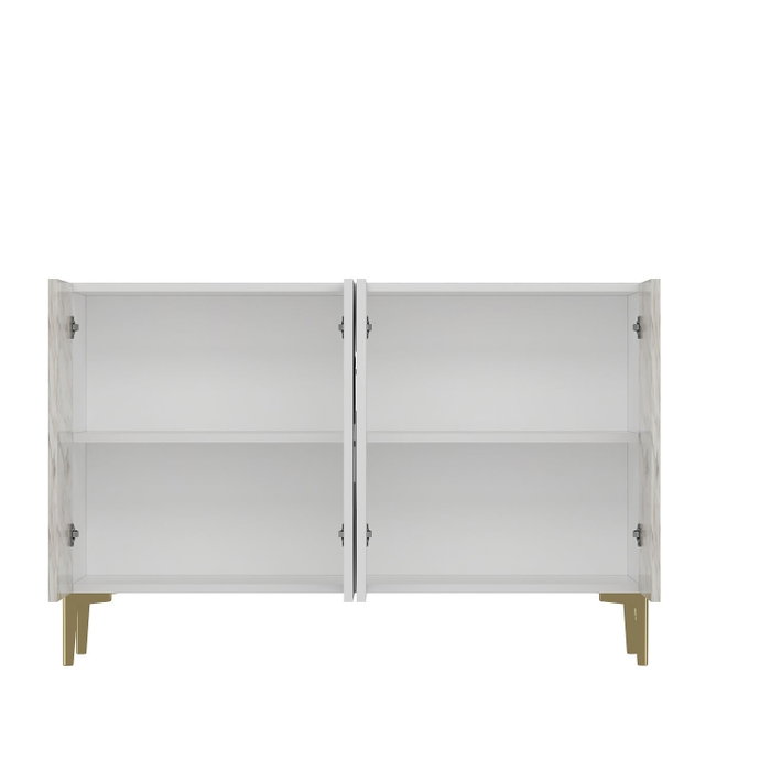 Hanah Home Consola KM120 Mármol Blanco y Éfeso Dorado Ancho 120 cm