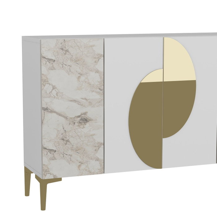 Hanah Home Consola KM120 Mármol Blanco y Éfeso Dorado Ancho 120 cm
