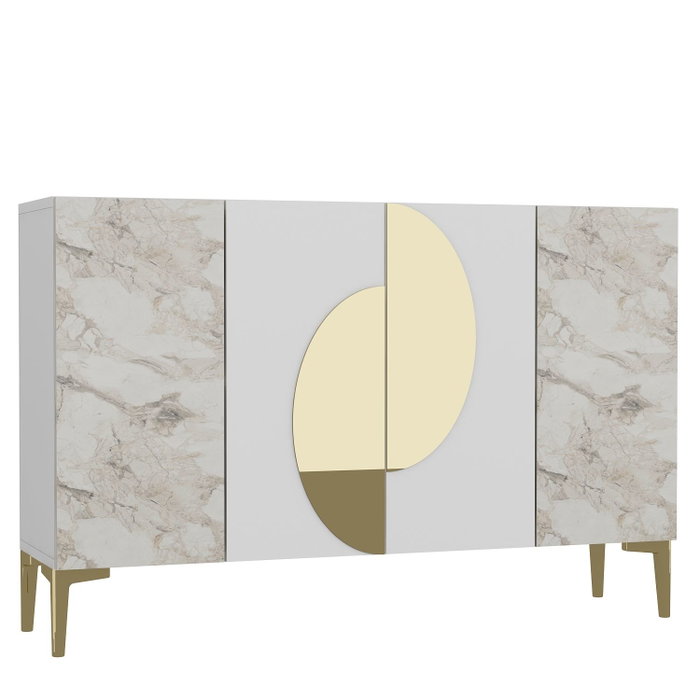 Hanah Home Consola KM120 Mármol Blanco y Éfeso Dorado Ancho 120 cm