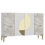 Hanah Home Consola KM120 Mármol Blanco y Éfeso Dorado Ancho 120 cm