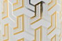 DKD Home Decor Paragüero de Porcelana Geométrico Blanco y Dorado