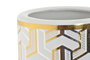 DKD Home Decor Paragüero de Porcelana Geométrico Blanco y Dorado