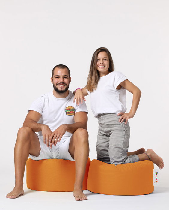 Atelier Del Sofa Puf Redondo Jardín Exterior 55cm Diámetro Color Naranja 30cm Altura