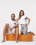 Atelier Del Sofa Puf Redondo Jardín Exterior 55cm Diámetro Color Naranja 30cm Altura