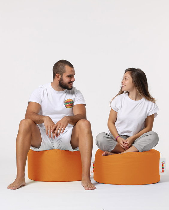 Atelier Del Sofa Puf Redondo Jardín Exterior 55cm Diámetro Color Naranja 30cm Altura