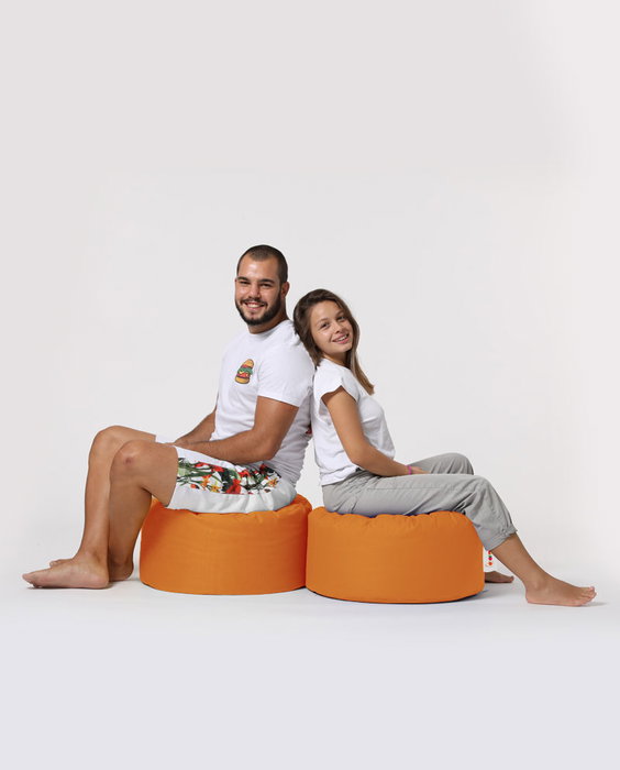 Atelier Del Sofa Puf Redondo Jardín Exterior 55cm Diámetro Color Naranja 30cm Altura