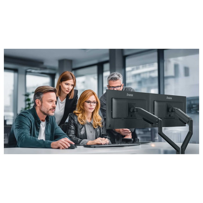 iiyama DS4002C-B1 Soporte Monitor Doble 24-34 Pulgadas, Doble Brazo Articulado, Gas Spring, 2x12kg, Negro