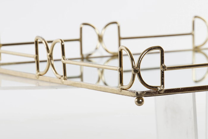 DKD Home Decor Bandeja Metal Espejo Dorado 30x30x5 cm (Pack de 4) تقديره