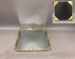 DKD Home Decor Bandeja Metal Espejo Dorado 30x30x5 cm (Pack de 4) تقديره