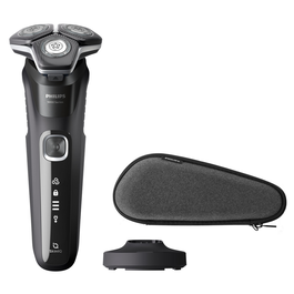 Philips Series 5000 Máquina de Afeitar Eléctrica Rotativa S5898/35 con Tecnología SkinIQ, Recortadora, Uso Seco/Mojado y Pantalla LED - Color Negro