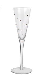 DKD Home Decor Set de 6 Copas de Cristal 180ml con Perlas 3D Dorado