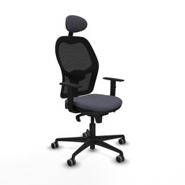 PIQUERAS Y CRESPO Silla de oficina Jorquera con mecanismo Sincro, Tela Gris oscuro y Malla Negro